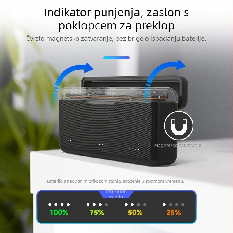 TELESIN Brza kutija za punjenje za DJI Action5/4/3 — Prijenosni plastični punjač