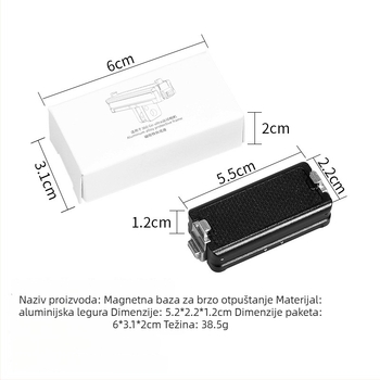 Magnetična baza za Insta360 GO Ultar - aluminijska legura + dvokarni magnetski adapter - kompatibilno GO Ultar