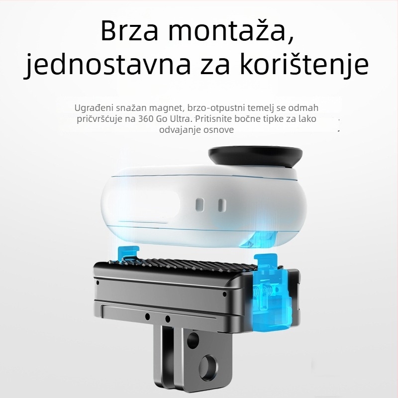 Magnetična baza za Insta360 GO Ultar - aluminijska legura + dvokarni magnetski adapter - kompatibilno GO Ultar