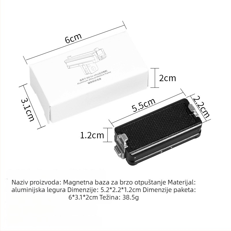 Magnetična baza za Insta360 GO Ultar - aluminijska legura + dvokarni magnetski adapter - kompatibilno GO Ultar