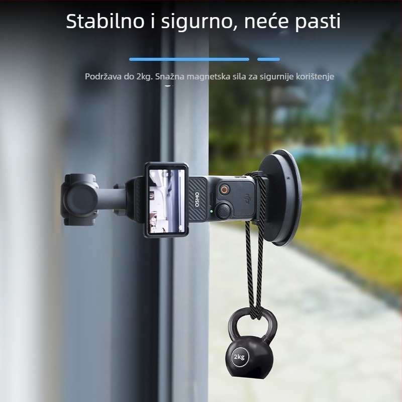 Magnetski prošireni držač adapter za DJI Pocket 3 s bazom na stolnu podlogu i usisnom čašom automobila (Materijal: aluminijska legura + silikon; Marka: Strange leaves; Kompatibilnost: DJI Pocket 3)