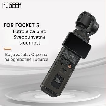 RCSTQ Zaštitni poklop objektiva za DJI Pocket 3 s anti-kliznim i anti-izgubljavanjem tigarskog remena, materijal: PC plastika + teleća koža