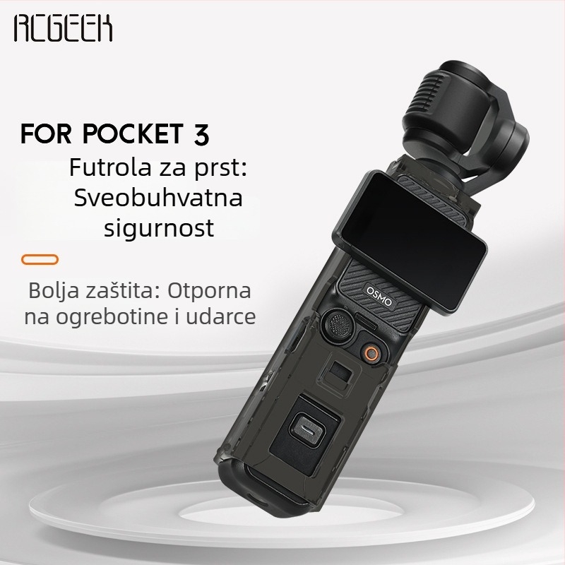 RCSTQ Zaštitni poklop objektiva za DJI Pocket 3 s anti-kliznim i anti-izgubljavanjem tigarskog remena, materijal: PC plastika + teleća koža