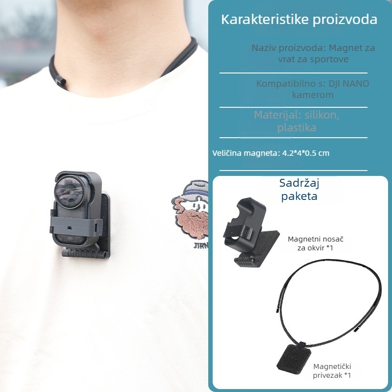 kipye Magnetni prošireni kaiš za DJI Nano akcijsku kameru — plast + magnet, skrivena baza brzog otpuštanja