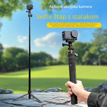 Selfie štap za kameru za akciju, aluminijska legura, teleskopski, moguć tiskanje loga, uključuje torbu