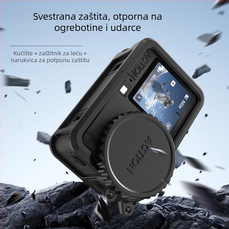 Silikonska zaštitna futrola za Osmo Action 6 s pokrovom objektiva i ručnom trakom – otpornost na padove i ogrebotine, model OA6-GJT-CY (uključuje kućište, pokrov objektiva, ručnu traku)