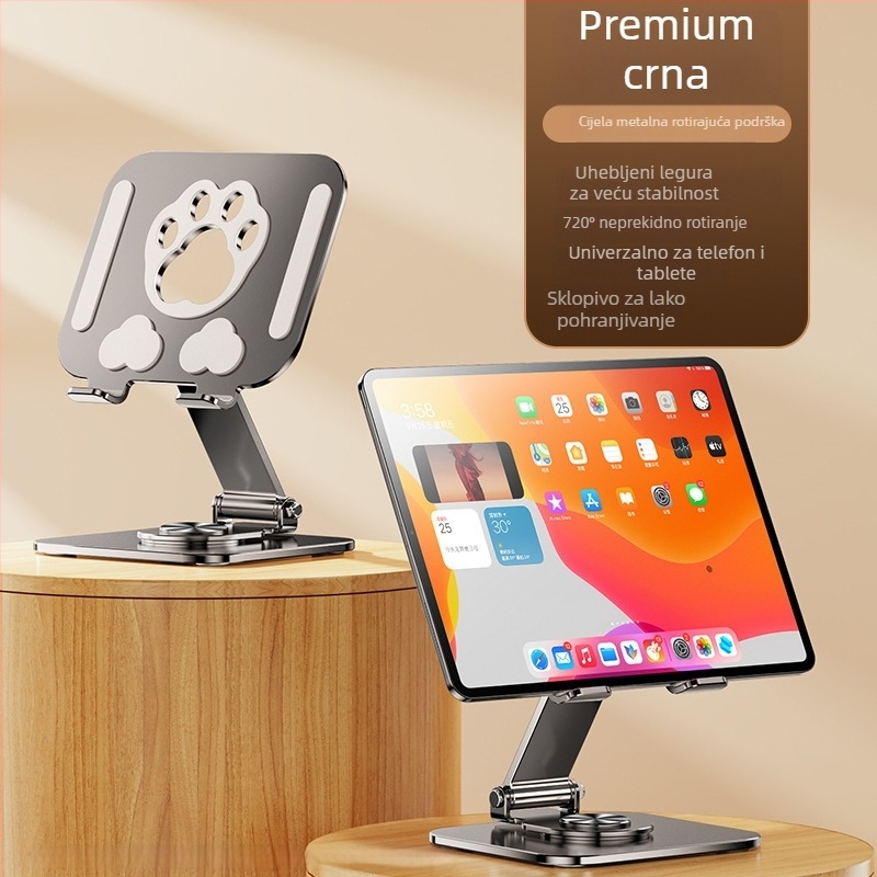 Držač za tablet Cat-Paw stil, 360° rotacija, cijeli metalni nosač, prozračni dizajn hlađenja, 480 g