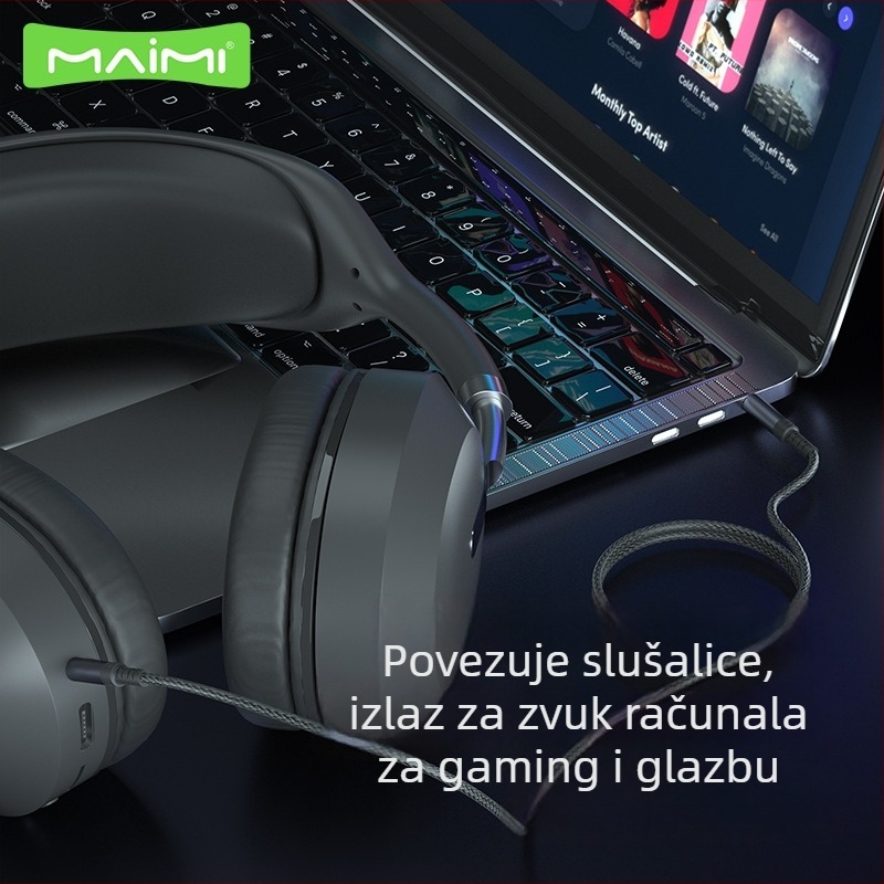 Auto audio kabel 3,5 mm na Type adapter, pleteni metalni kabel, zlatno obloženo bakreno jezgro, Mcdull Maimi aux