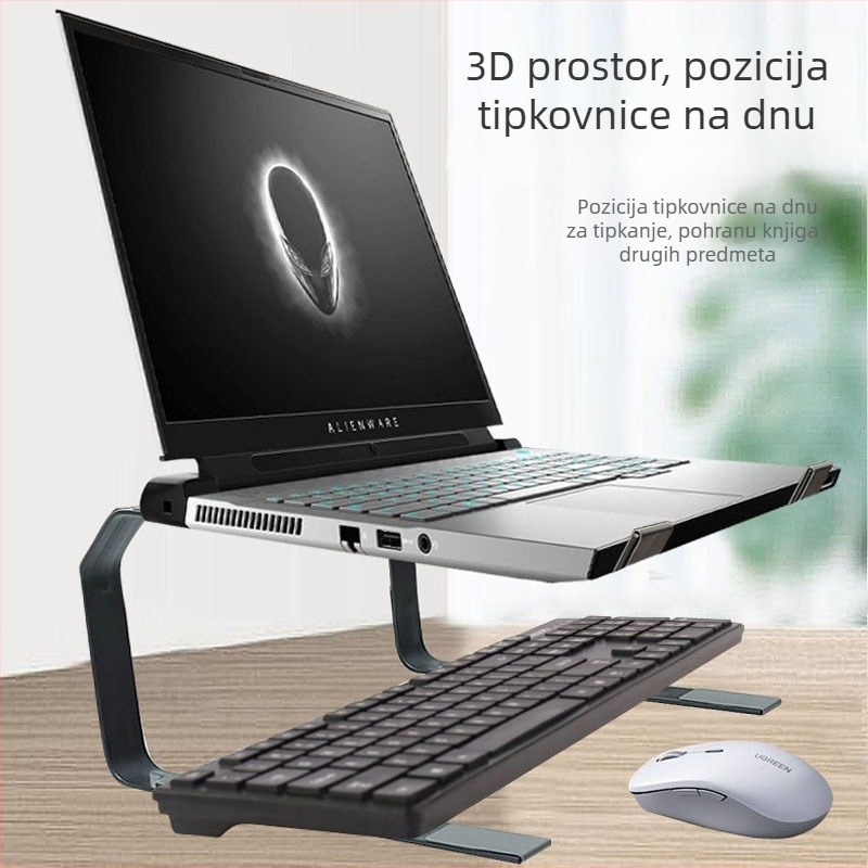 Stalak za notebook, dvostruko vertikalno hlađenje, potpuno metalni čvrsti stolni stalak, aluminijska legura, model 20231207