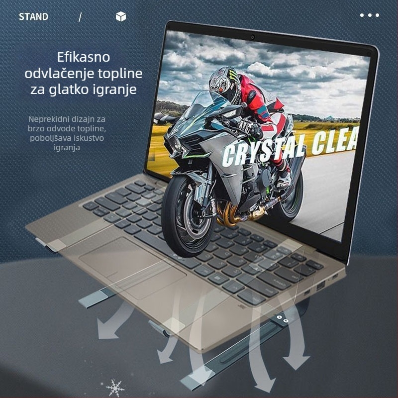Stalak za notebook, dvostruko vertikalno hlađenje, potpuno metalni čvrsti stolni stalak, aluminijska legura, model 20231207