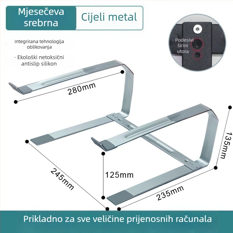 Stalak za notebook, dvostruko vertikalno hlađenje, potpuno metalni čvrsti stolni stalak, aluminijska legura, model 20231207