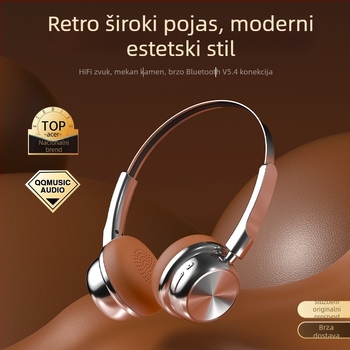 Retro stil over-ear Bluetooth slušalice s aluminijskim kućištem, Bluetooth 5.0, domet 10 m, trajanje baterije preko 8 sati, IPX4