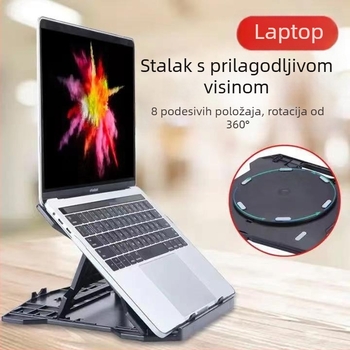 Držač za prijenosno računalo s hlađenjem, rotirajući i sklopiva stolna baza