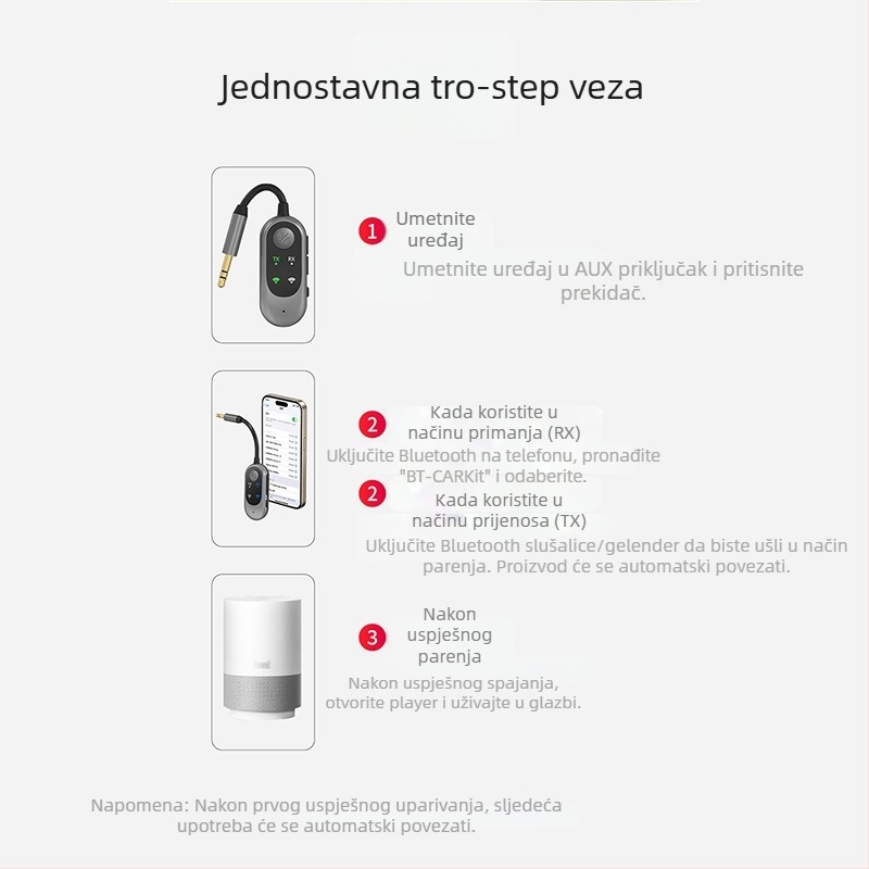 Automobilski FM Bluetooth 5.3 transmiter-prijemnik 2-u-1; model W10, 5V, domet do 10 m, ABS, težina 18 g