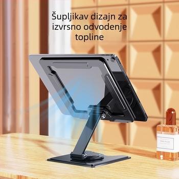 Metalni stalak za tablet, sklopivi, 360° rotacija, otvoren dizajn odvoda topline, protuklizna podloga