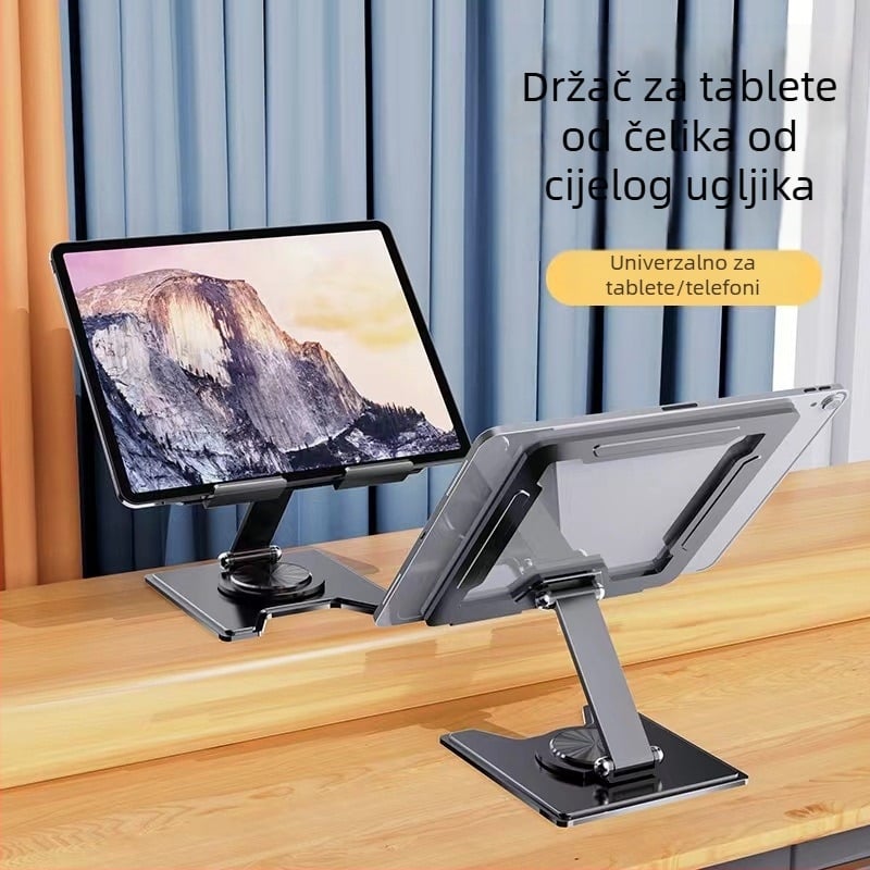 Metalni stalak za tablet, sklopivi, 360° rotacija, otvoren dizajn odvoda topline, protuklizna podloga