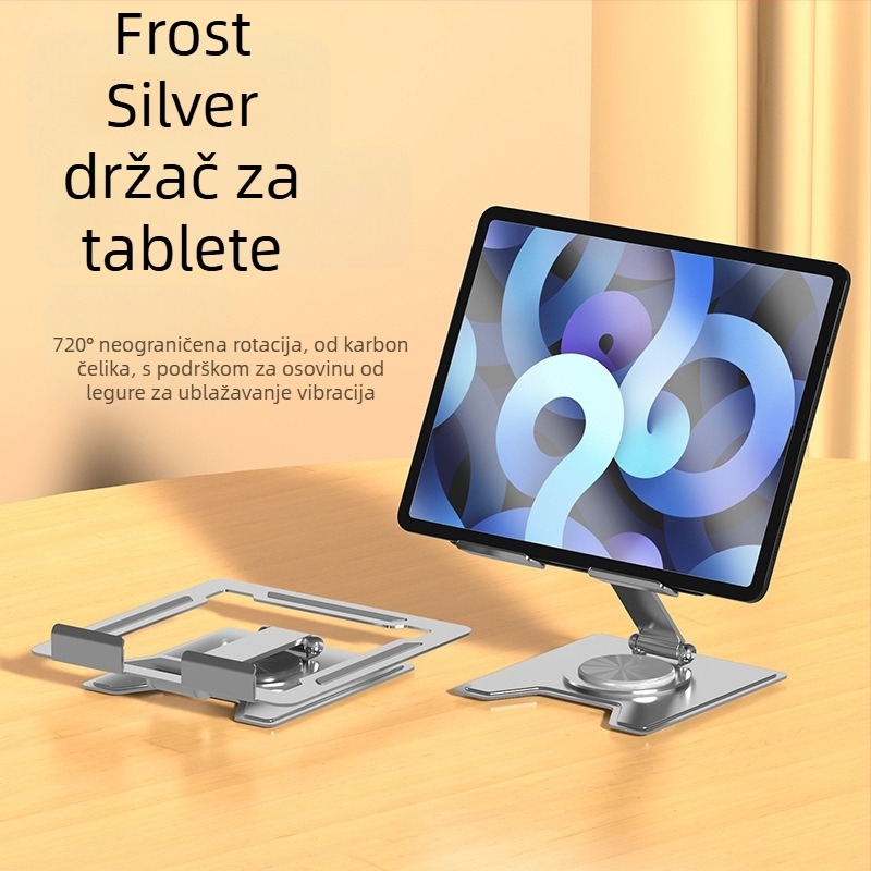 Metalni stalak za tablet, sklopivi, 360° rotacija, otvoren dizajn odvoda topline, protuklizna podloga