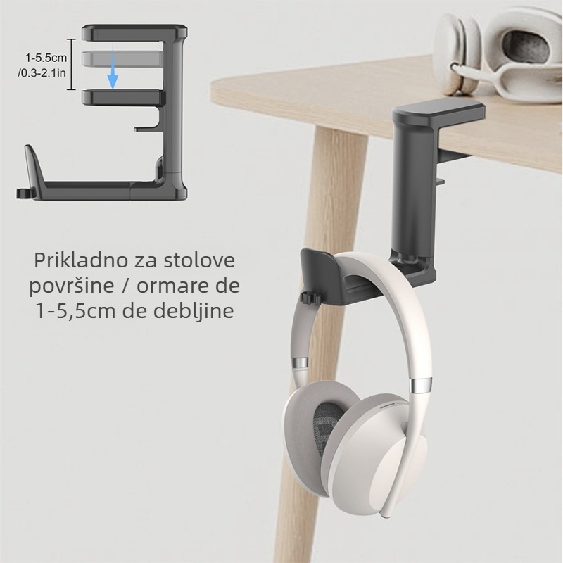 Stalak za slušalice za stolno računalo — uporaba na stolu — mogućnost prilagodbe