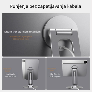 Držač za iPad Pro s magnetskim priključkom za punjenje, preklopni okretni držač za tablet
