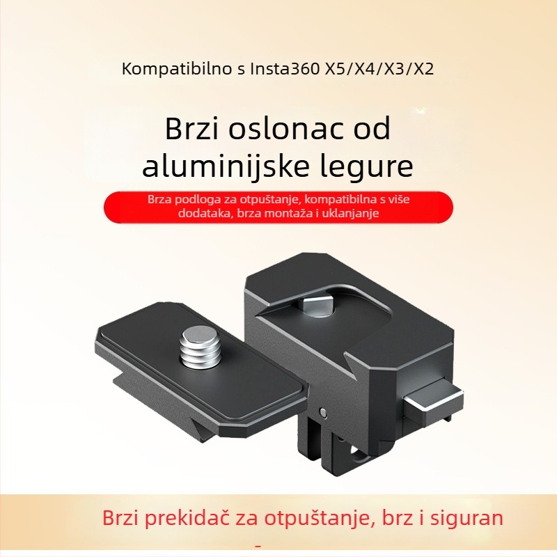 Insta360 X5/4/3/2 kompatibilna pločica brzog otpuštanja i baza, aluminijska legura, dodatak za sportsku kameru
