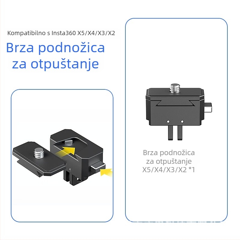 Insta360 X5/4/3/2 kompatibilna pločica brzog otpuštanja i baza, aluminijska legura, dodatak za sportsku kameru
