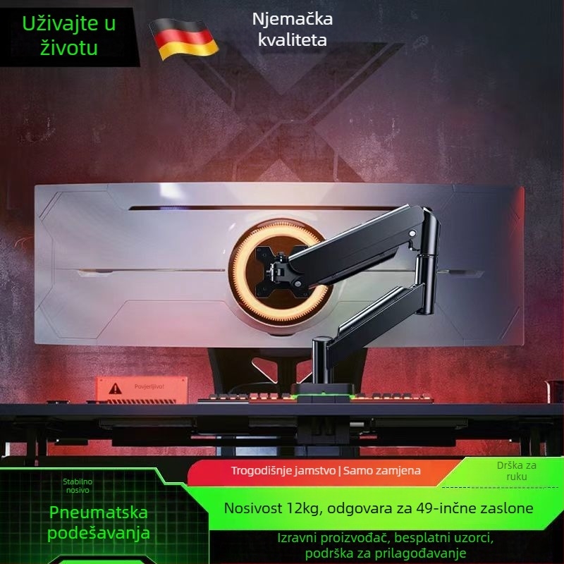 Stalak za monitor s plinskom oprugom, rotirajućim mehaničkim rukom, stolni nosač, bez bušenja