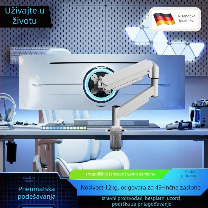 Stalak za monitor s plinskom oprugom, rotirajućim mehaničkim rukom, stolni nosač, bez bušenja