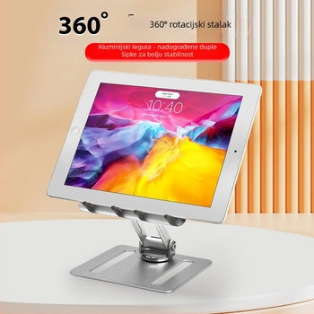 Držač za dva mobilna telefona od aluminijske legure, sklopiv, podesiv po visini, rotirajući stolni držač