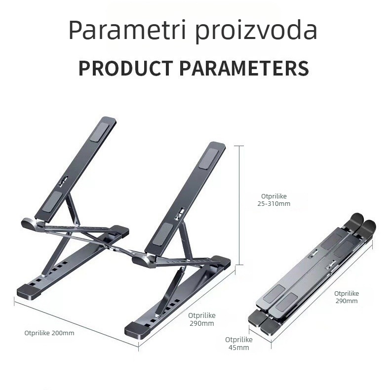 N8 aluminijski stalak za prijenosno računalo – dvostruki sloj, sklopiv, podesiva visina