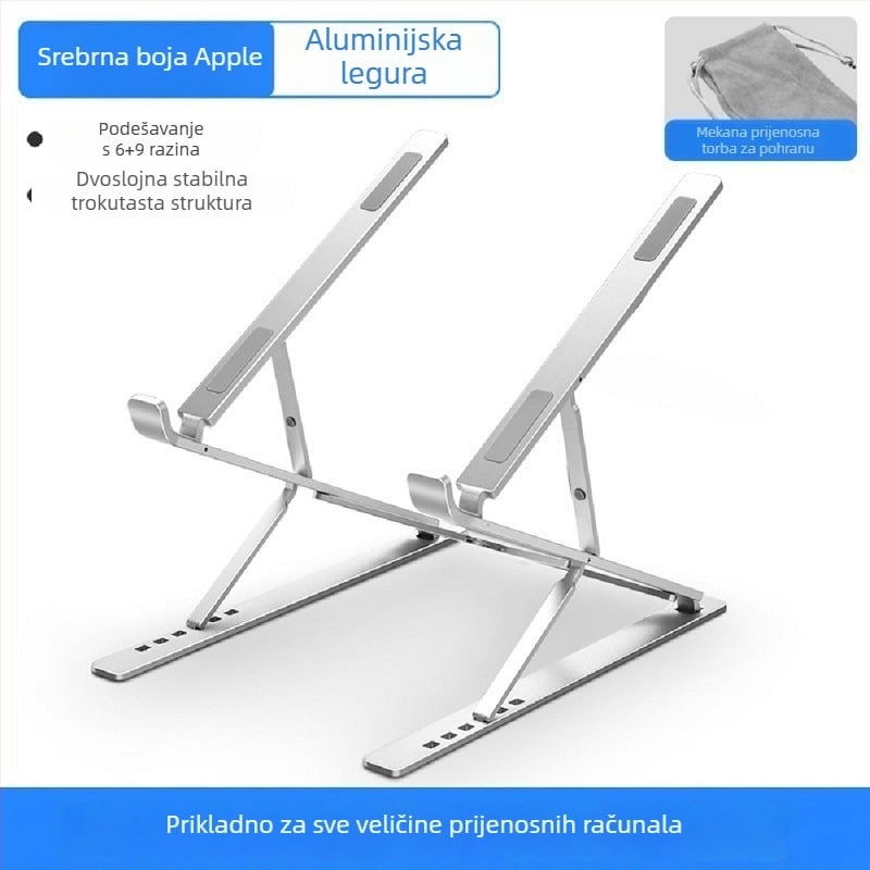 N8 aluminijski stalak za prijenosno računalo – dvostruki sloj, sklopiv, podesiva visina