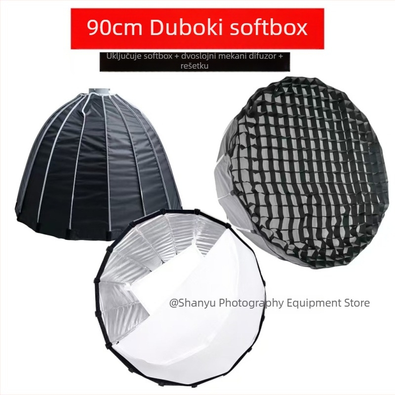 90 cm duboki parabolni softbox s Bowens držačem, difuzor s mrežom za studijsko osvjetljenje