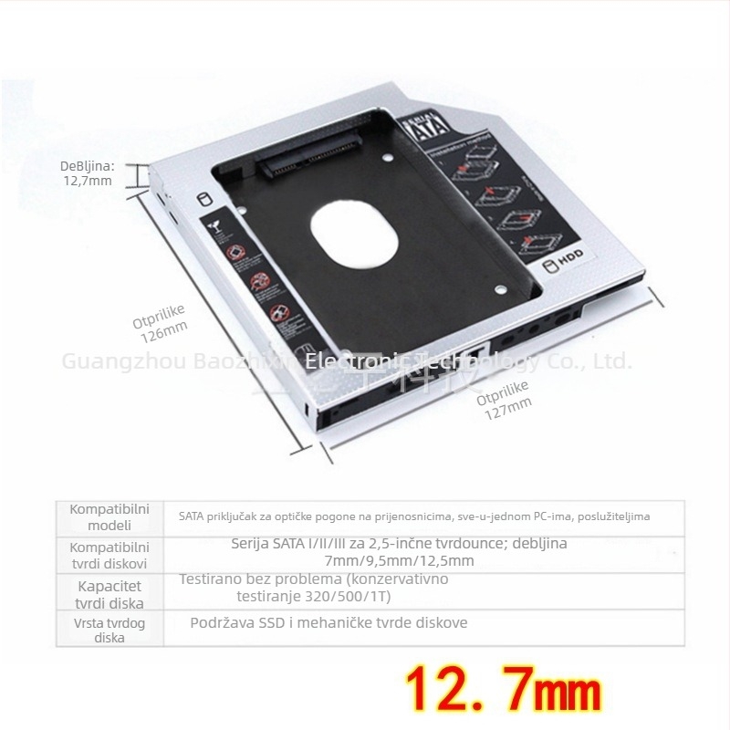 SSD držač za tvrdi disk, aluminijsko kućište, OEM, podržava jedinstvenu raspored, paket: držač za disk, odvijač, vijci, okvir