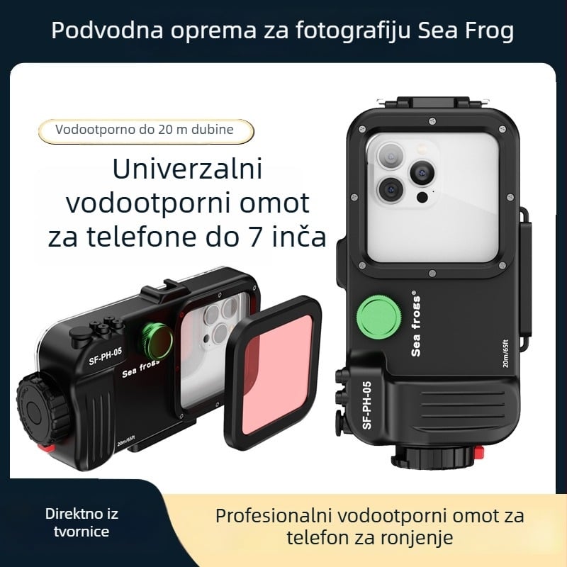Seafrogs SF-PH-05 Vodootporna zaštitna kutija za telefon do 7 inča, univerzalno za Android i iPhone, Plastični materijal, Bluetooth podrška