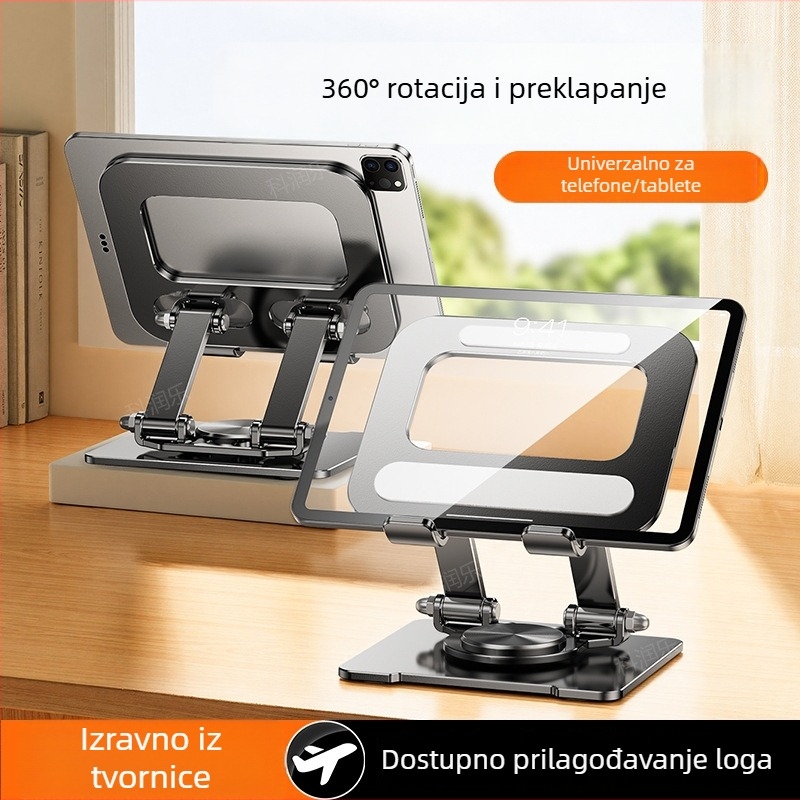 Držač za mobitel i tablet s rotacijom i sklapanjem | Univerzalna kompatibilnost (iPad, iPhone, iPod touch), 3 mjeseca jamstva, prilagodba logotipa i kutije