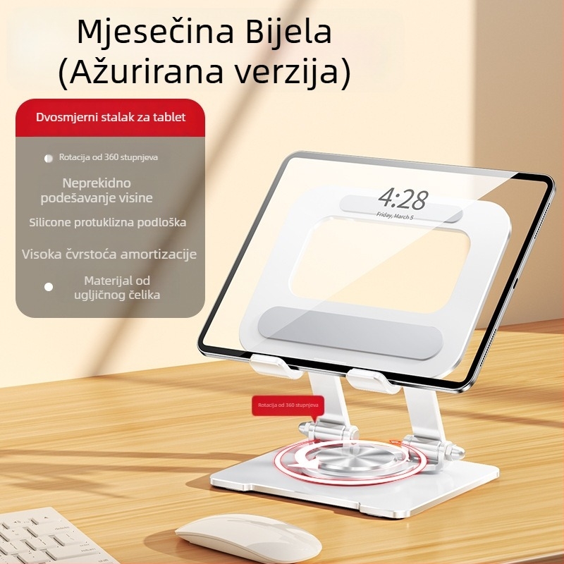 Držač za mobitel i tablet s rotacijom i sklapanjem | Univerzalna kompatibilnost (iPad, iPhone, iPod touch), 3 mjeseca jamstva, prilagodba logotipa i kutije