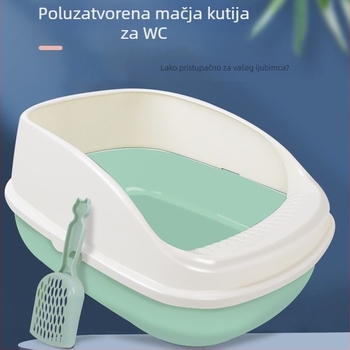 Poluzatvorena kutija za mačke s protivprskanjem, mačja toaletna posuda Han Han Pet, pogodna za mačke i mačiće