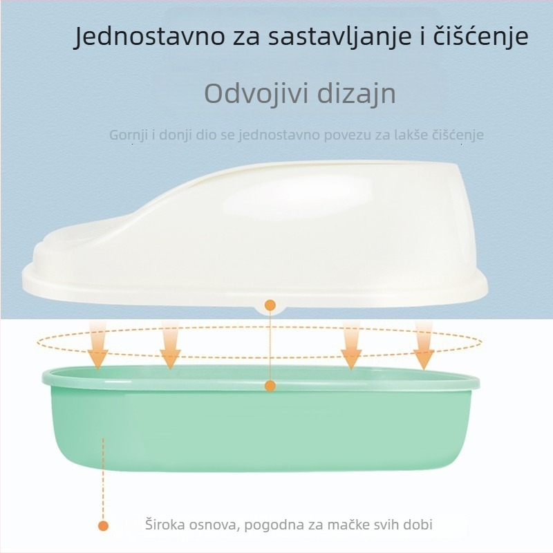Poluzatvorena kutija za mačke s protivprskanjem, mačja toaletna posuda Han Han Pet, pogodna za mačke i mačiće