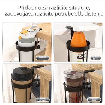 Držač za čašu uz stola i skladišni stalak — Željezna konstrukcija, sklopiva, okretna, izvlačna, otporna na prašinu i vlagu