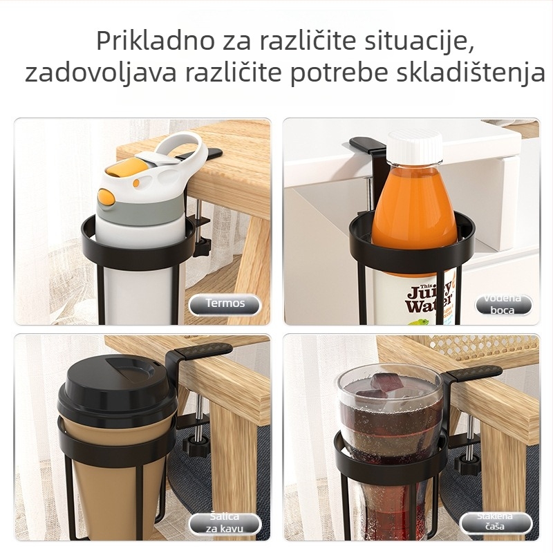 Držač za čašu uz stola i skladišni stalak — Željezna konstrukcija, sklopiva, okretna, izvlačna, otporna na prašinu i vlagu