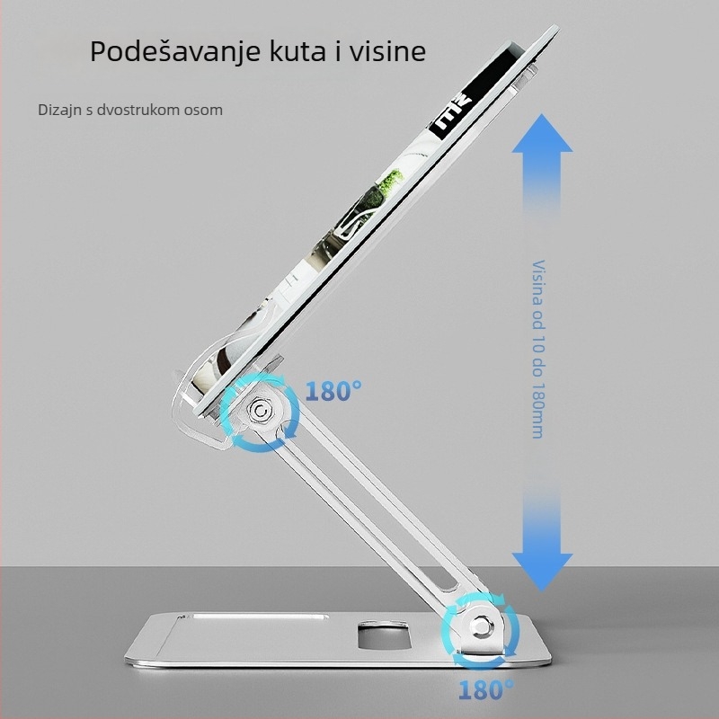 Stolni držač za čitanje - aluminijska zlitina + akril; univerzalan za knjige/tablete/prijenosna računala; model A-7; težina 930 g; sklopivi dizajn