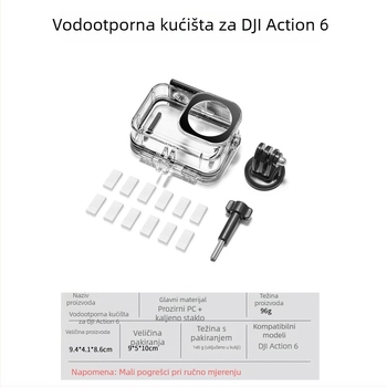 Xiasu Action6 vodootporna kućišta za DJI Action6 — 45 m dubina, prozirni PC materijal, kompatibilan s Action6
