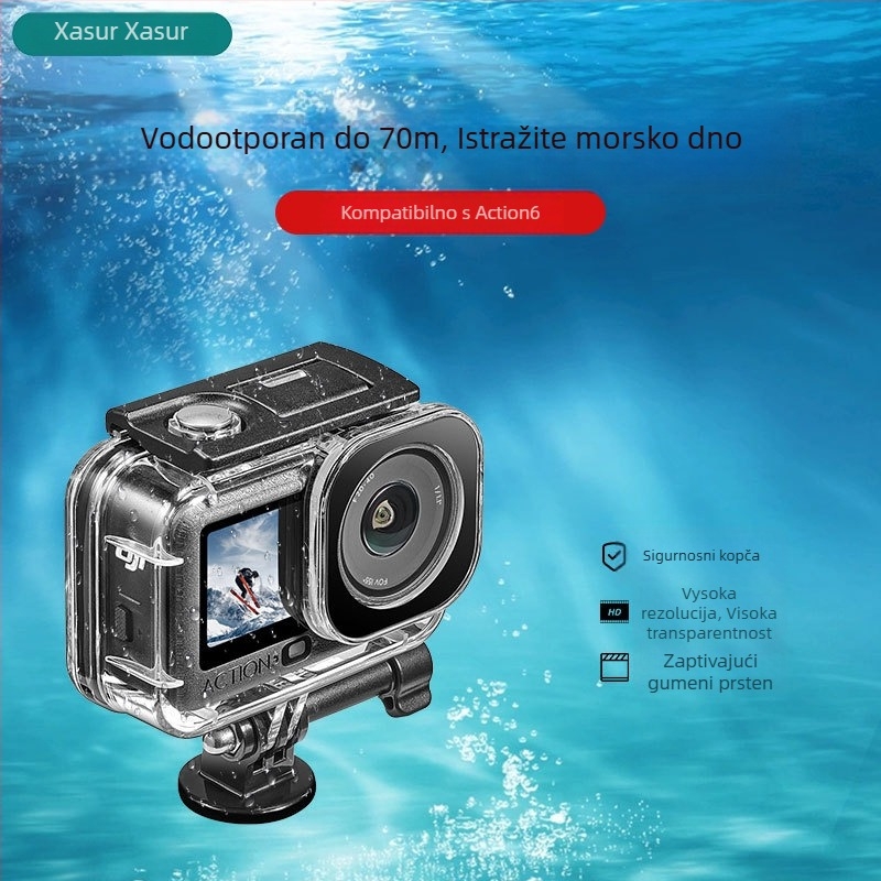 Xiasu Action6 vodootporna kućišta za DJI Action6 — 45 m dubina, prozirni PC materijal, kompatibilan s Action6