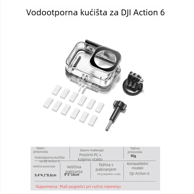 Xiasu Action6 vodootporna kućišta za DJI Action6 — 45 m dubina, prozirni PC materijal, kompatibilan s Action6
