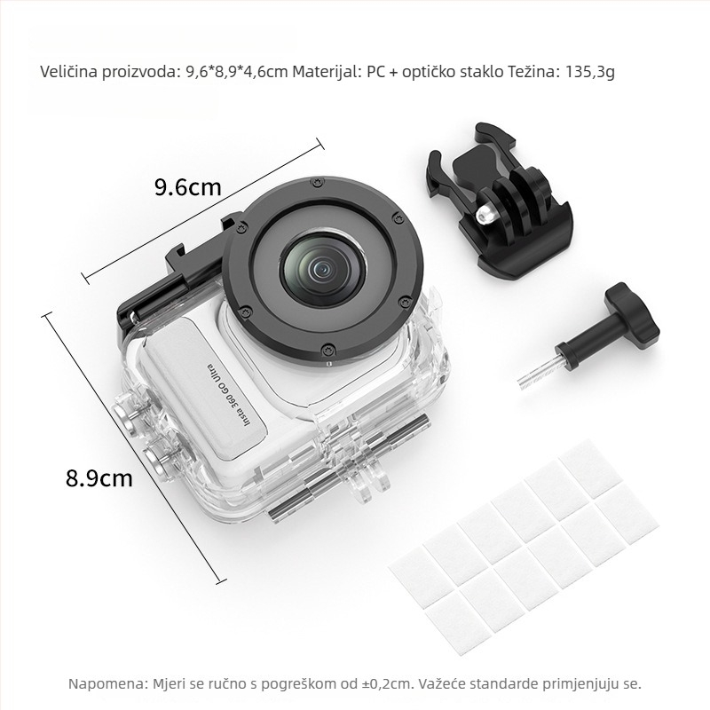 Insta360 GO Ultra Prozirno vodootporno zaštitno kućište, PC + staklo, u kutiji, na skladištu, mogućnost otiska loga