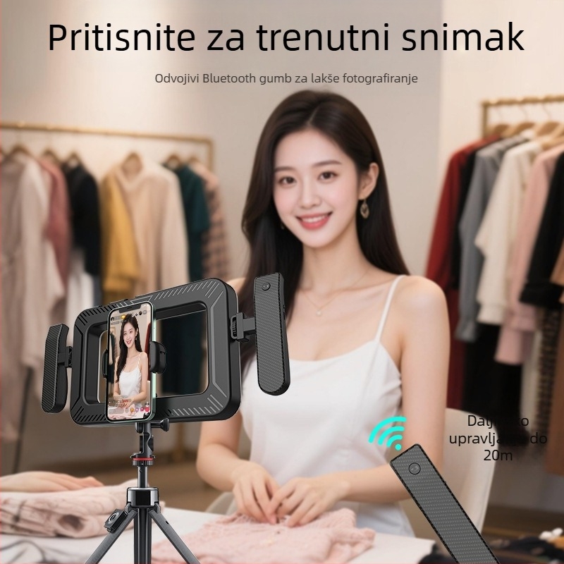 Ručno kružno svjetlo za fotografiju, prijenosno punjivo svjetlo za live streaming, model K03; 6.6W, 5V/1A, podešiva temperatura boje 2500K–9900K