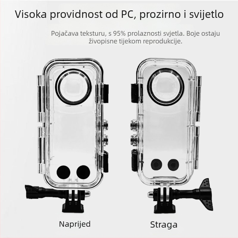 Insta360 X3/X4 vodootporno kućište s HD staklom — PC + kaljeno staklo + 316 L nehrđajući čelik, potaplačka oprema
