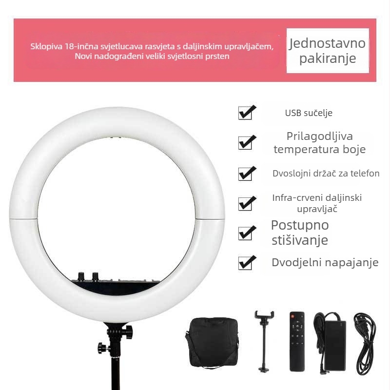 Shiming SM206 Sklopiva rasvjeta za dopunu, 60W, 110-240V, za ljepotu, šminku i prijenos uživo
