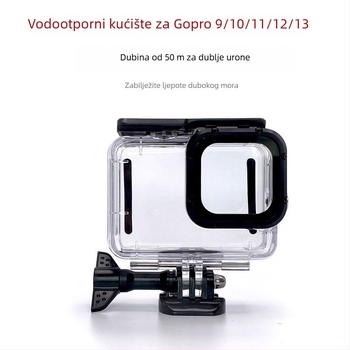 GoPro 9–13 podvodno kućište s dodirnim zaslonom, vodootporno do 50 m, prozirno kaljeno staklo + PC + nehrđajući čelik, brzo postavljanje