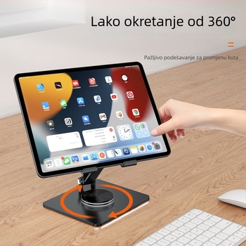 Rotirajući aluminijski stalak za tablet s sklopivim, prilagodljivim dizajnom za stolnu upotrebu iPad i iPhone