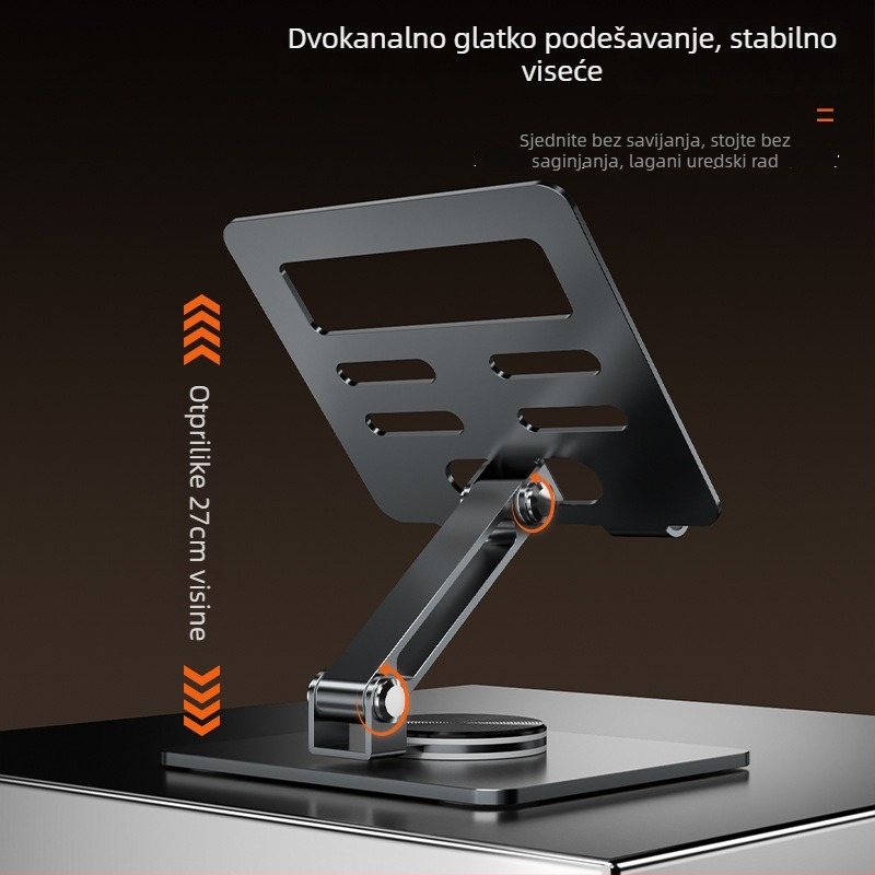 Rotirajući aluminijski stalak za tablet s sklopivim, prilagodljivim dizajnom za stolnu upotrebu iPad i iPhone